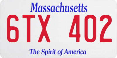 MA license plate 6TX402