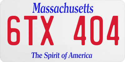 MA license plate 6TX404