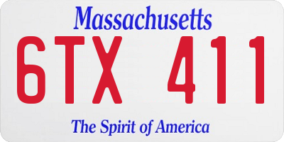 MA license plate 6TX411