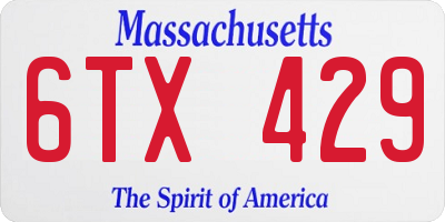 MA license plate 6TX429