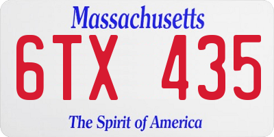MA license plate 6TX435