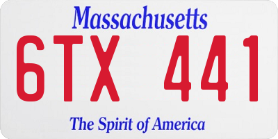 MA license plate 6TX441