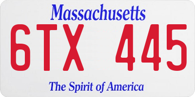 MA license plate 6TX445