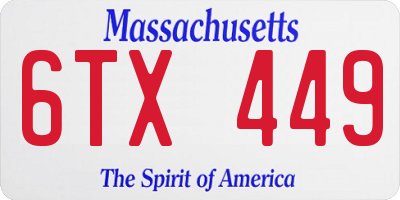 MA license plate 6TX449