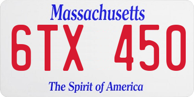 MA license plate 6TX450