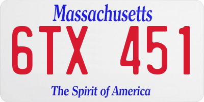 MA license plate 6TX451