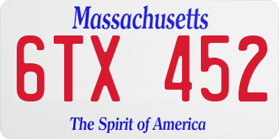 MA license plate 6TX452