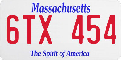 MA license plate 6TX454