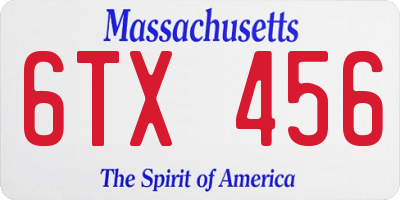 MA license plate 6TX456