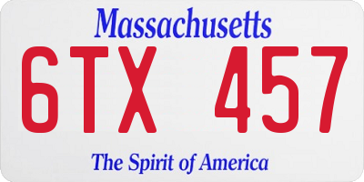 MA license plate 6TX457