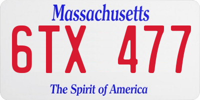 MA license plate 6TX477