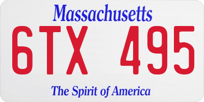 MA license plate 6TX495