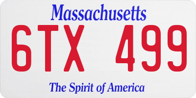 MA license plate 6TX499