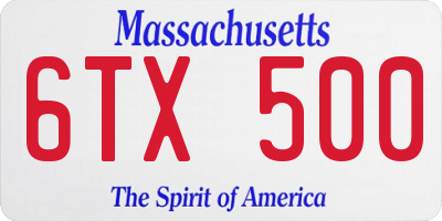 MA license plate 6TX500