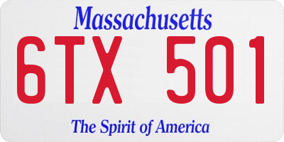 MA license plate 6TX501