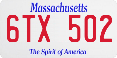 MA license plate 6TX502