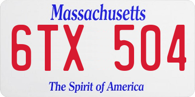 MA license plate 6TX504
