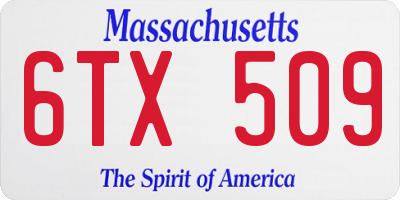 MA license plate 6TX509
