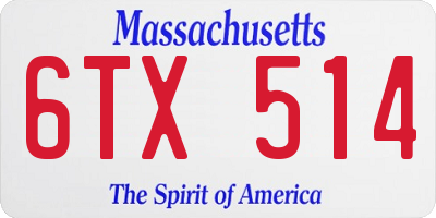 MA license plate 6TX514