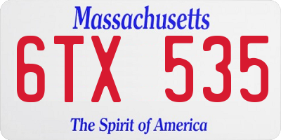 MA license plate 6TX535