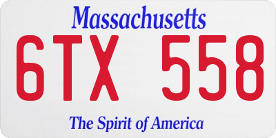 MA license plate 6TX558