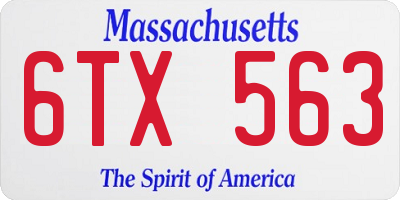 MA license plate 6TX563