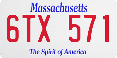 MA license plate 6TX571