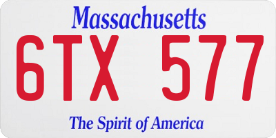 MA license plate 6TX577