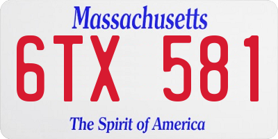 MA license plate 6TX581