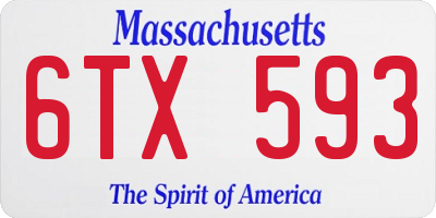 MA license plate 6TX593