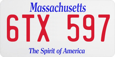 MA license plate 6TX597