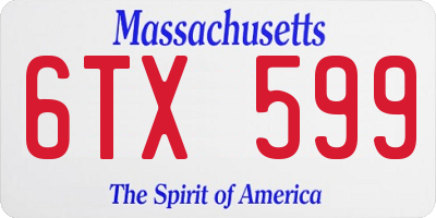 MA license plate 6TX599