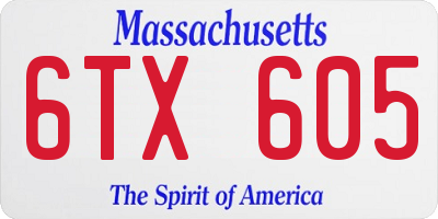 MA license plate 6TX605