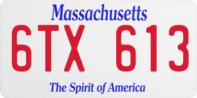MA license plate 6TX613