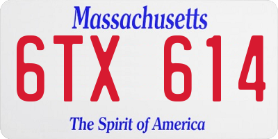 MA license plate 6TX614