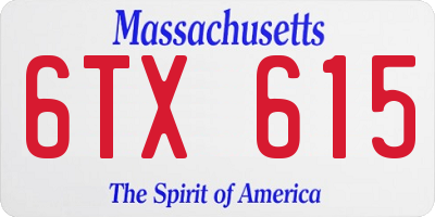 MA license plate 6TX615