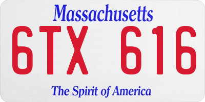 MA license plate 6TX616