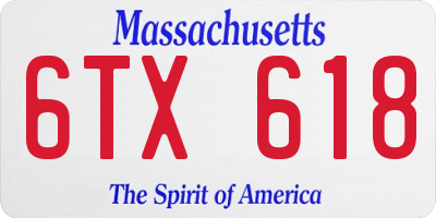 MA license plate 6TX618