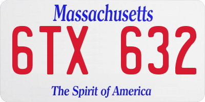 MA license plate 6TX632