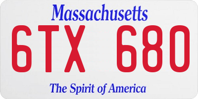 MA license plate 6TX680