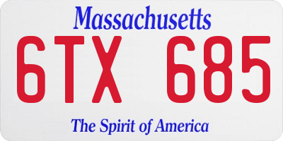 MA license plate 6TX685