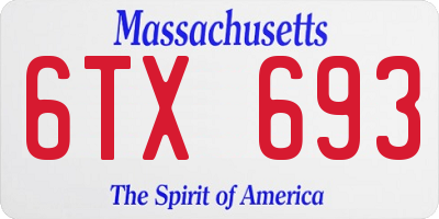 MA license plate 6TX693