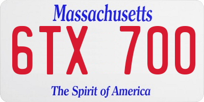 MA license plate 6TX700