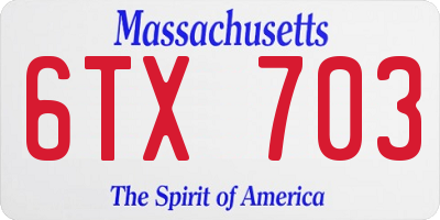 MA license plate 6TX703