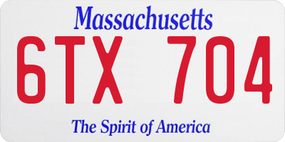 MA license plate 6TX704