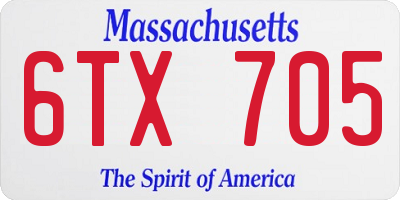 MA license plate 6TX705