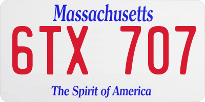 MA license plate 6TX707