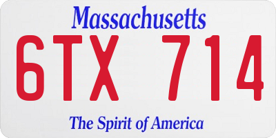 MA license plate 6TX714
