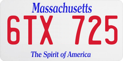 MA license plate 6TX725