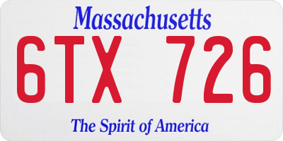 MA license plate 6TX726